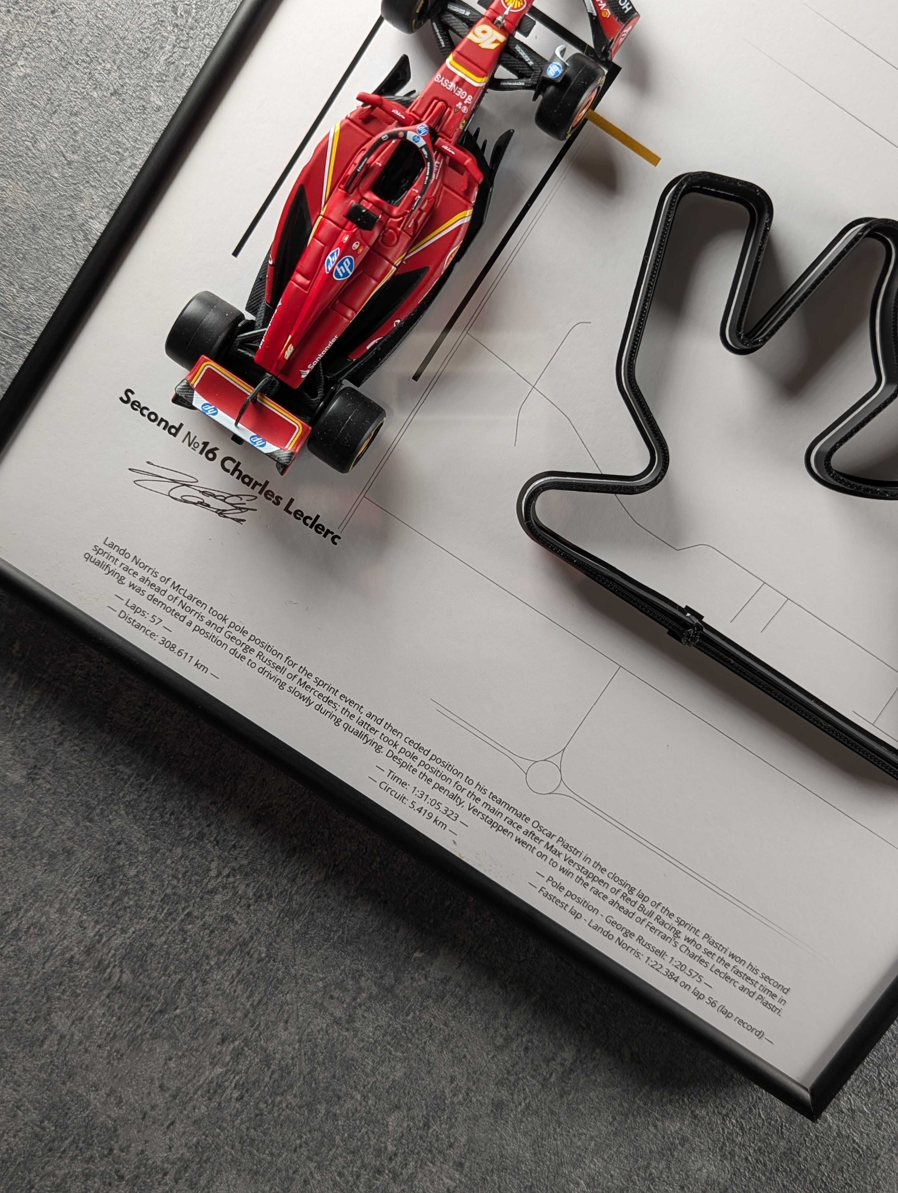 Bburago з Рамкою F1 Ferrari SF24 та Трасою Qatar GP 2024 #16 Leclerc