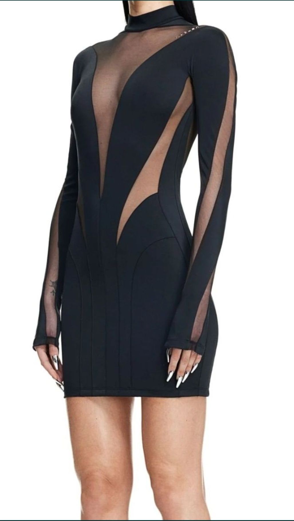 H&M x mugler nowa sukienka mini z siateczką edycja limitowana