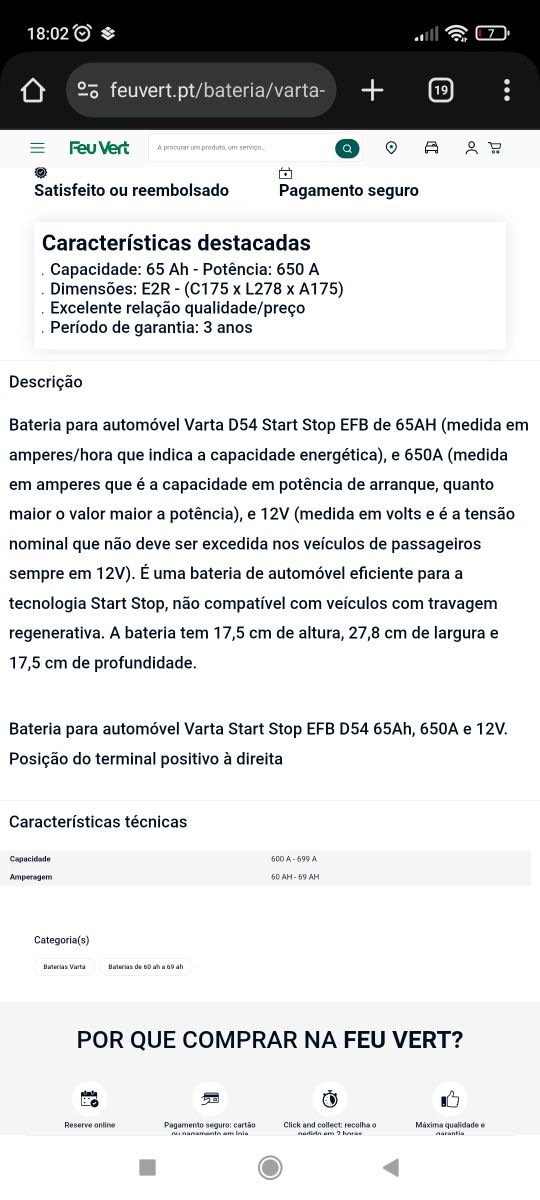Bateria VARTA Start & Stop Blue Dynamic D54 65Ah-650A