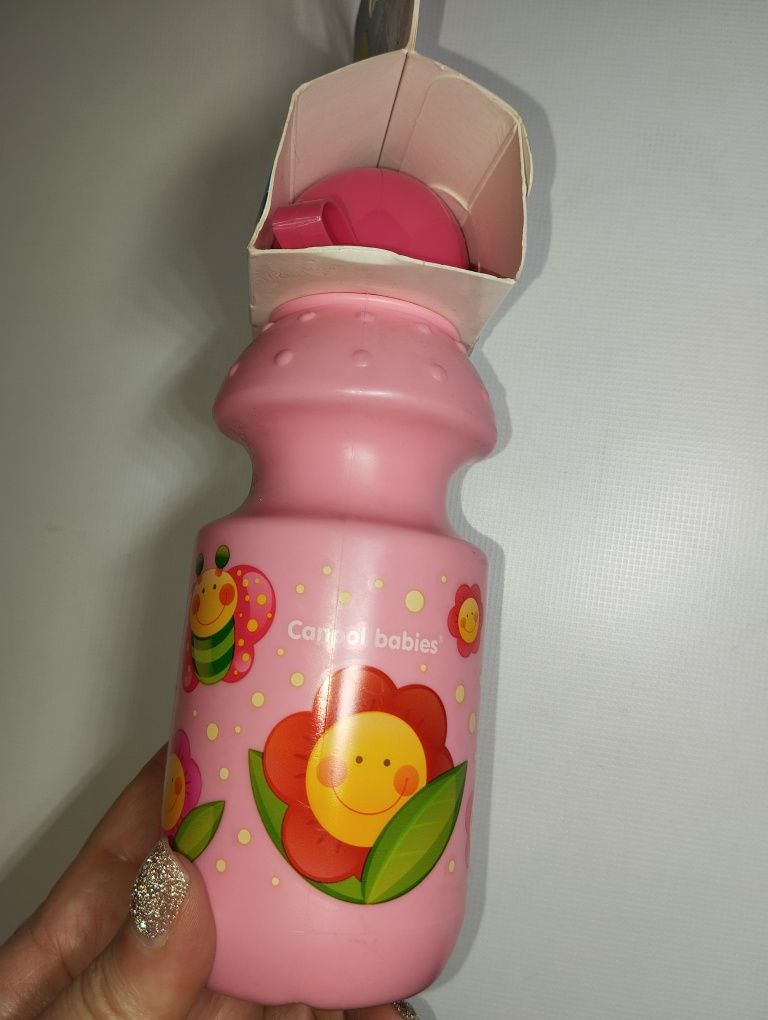 Nowy różowy bidon butelka dla dziewczynki Canpol Babies 360ml sportowy