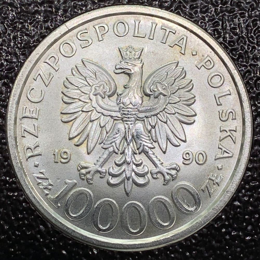 Solidarność 100000zł 1990 TYP B moneta kolekcjonerska prl
