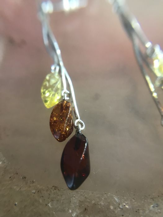 kolczyki srebrne z bursztynem baltyckim
