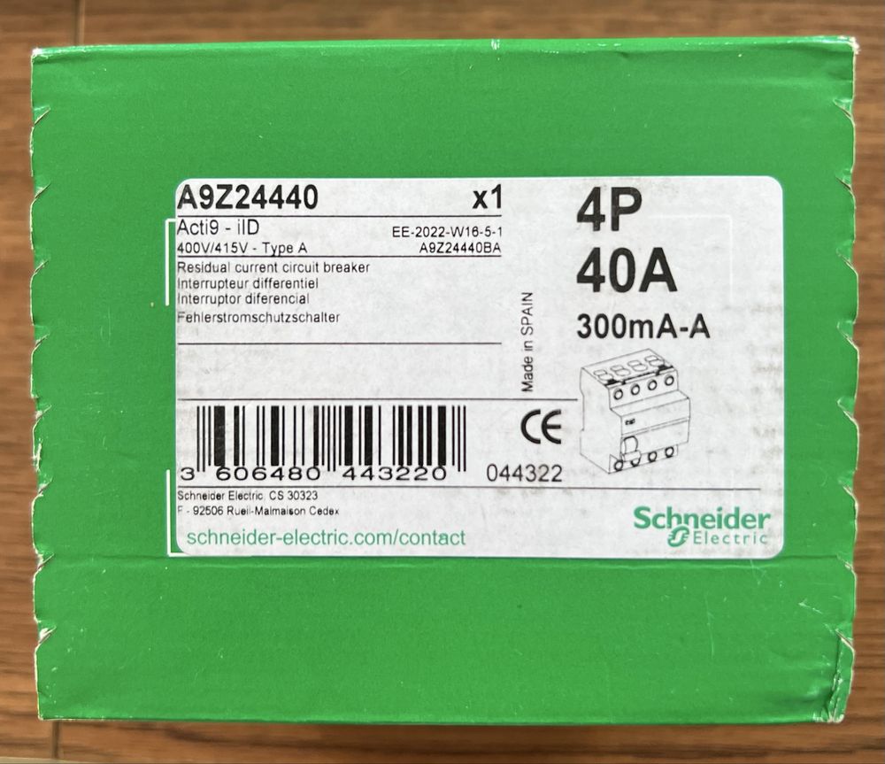 Wyłącznik różnicowo-prądowy Schneider Acti9 -ilD 4P 40A 300mA typ A