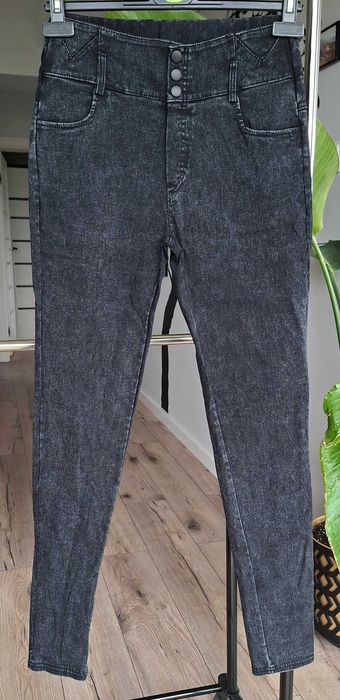 Grafitowe spodnie jeansowe rurki 36 S