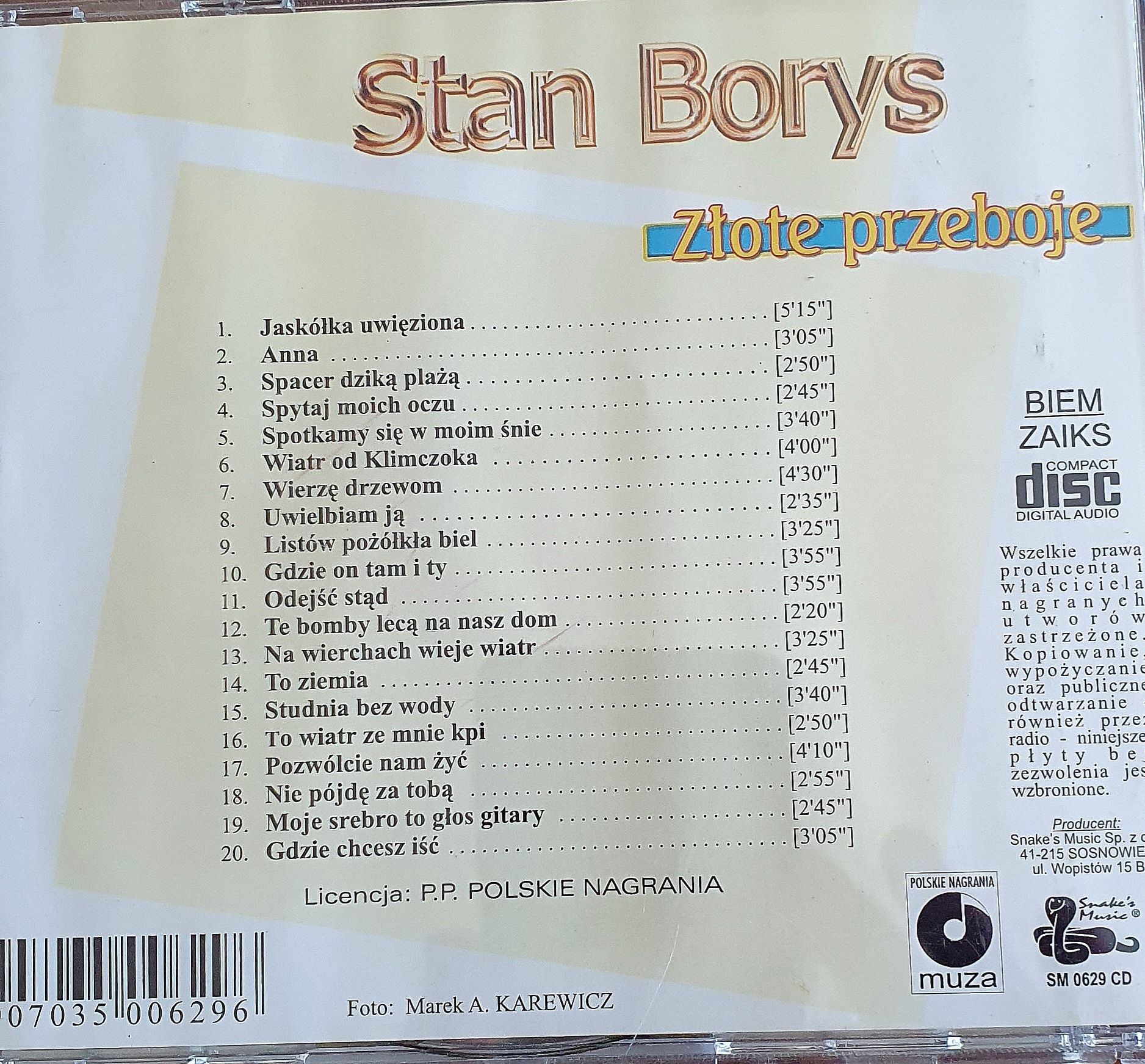 Płyta CD Stan Borys