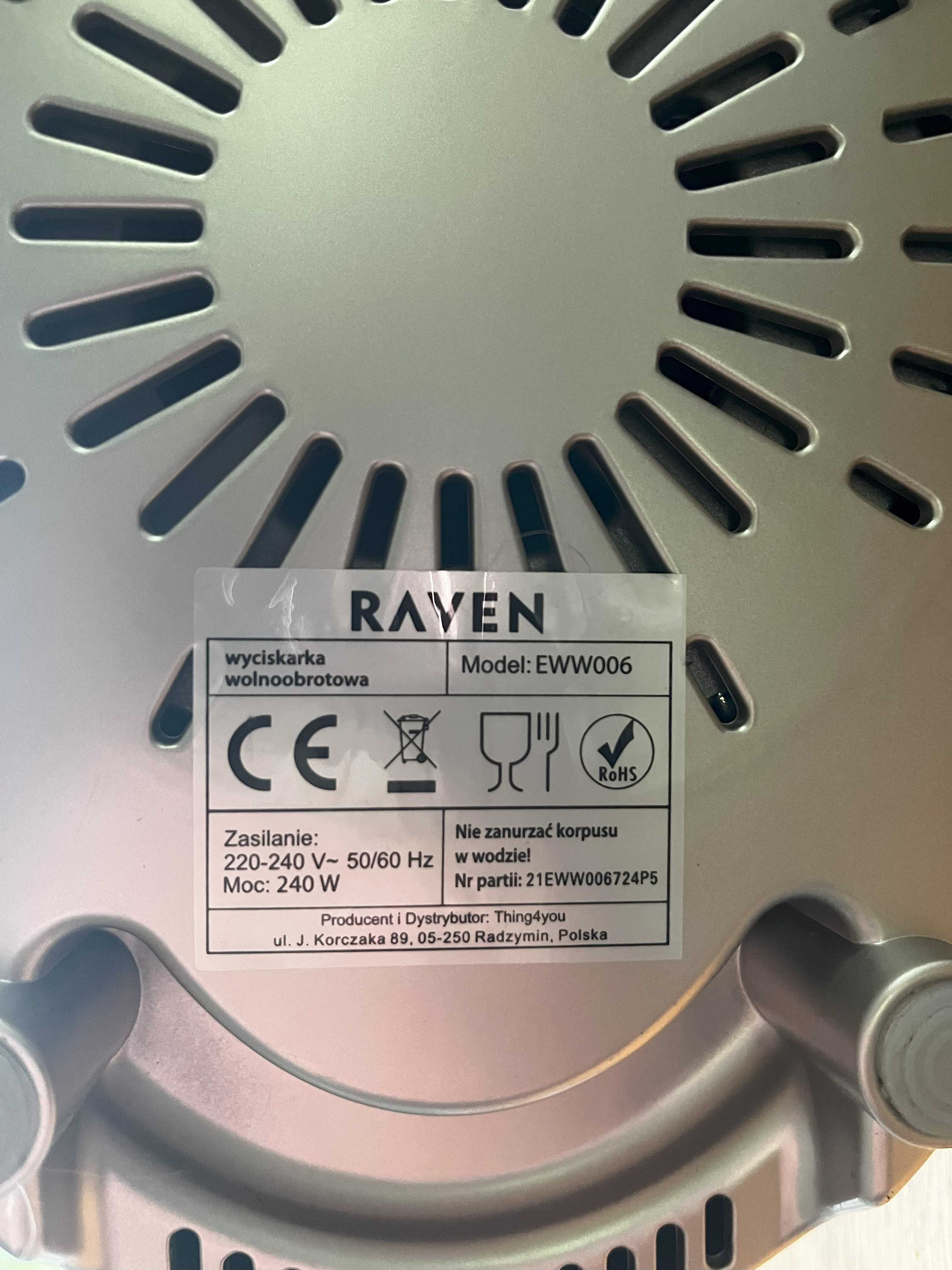 wyciskarka wolnoobrotowa Raven model EWW006