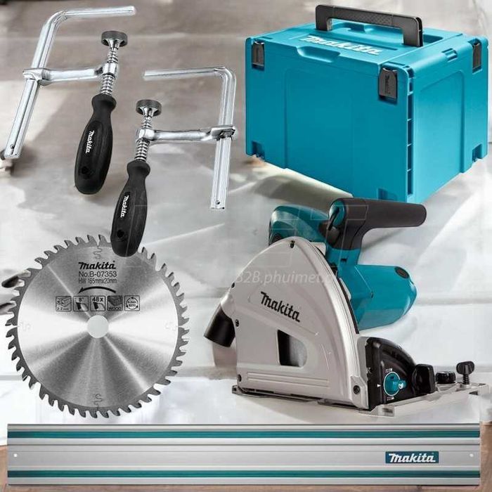 Pilarka zagłębiarka Makita SP6000J + szyna prowadząca 1,5 m ściski