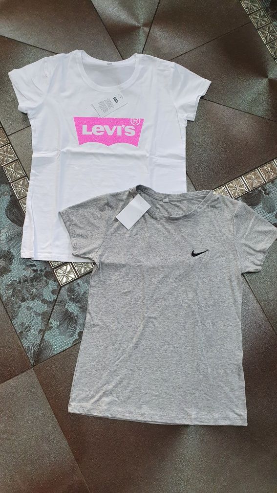 2 koszulki damskie bawełna premium logo nike Levis L