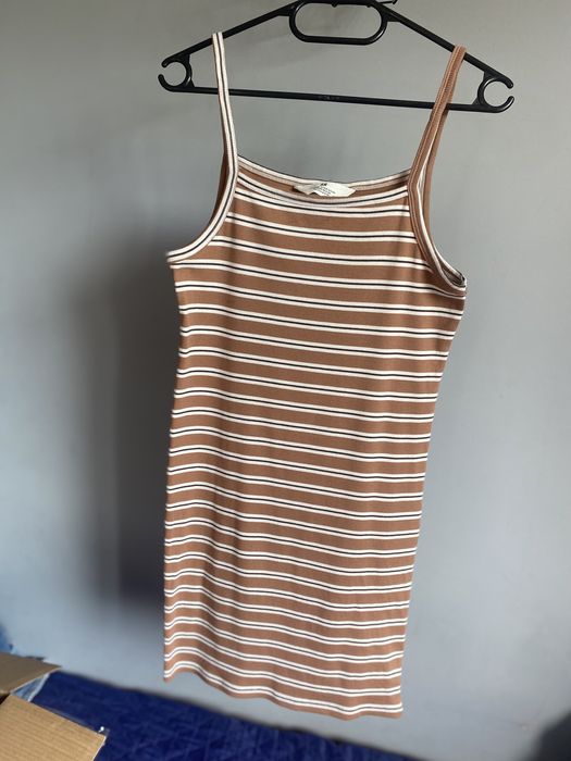 sukienka dopasowana dziewczęca, ramiączka, paski H&M roz 158/164 cm