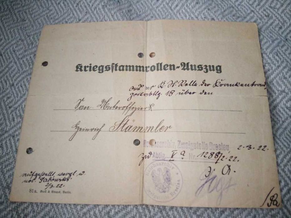 Stammrolle Breslau Wrocław