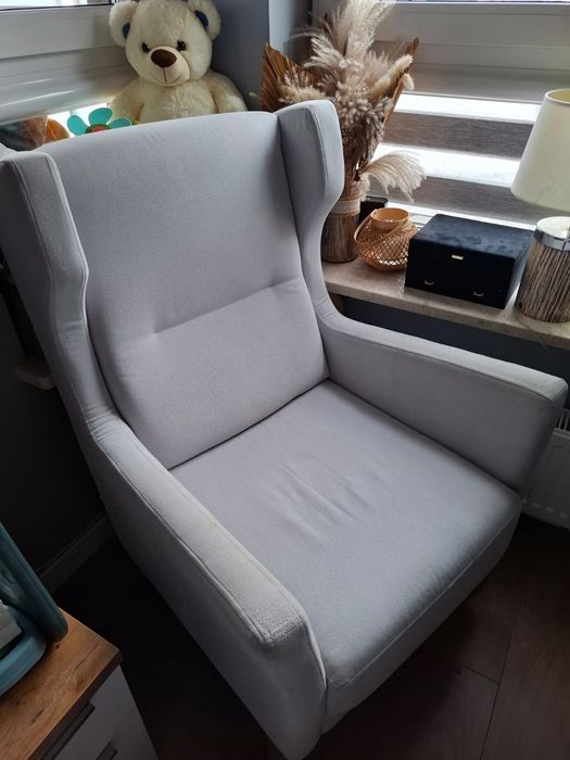 Fotel uszak szary uzywany stan dobry