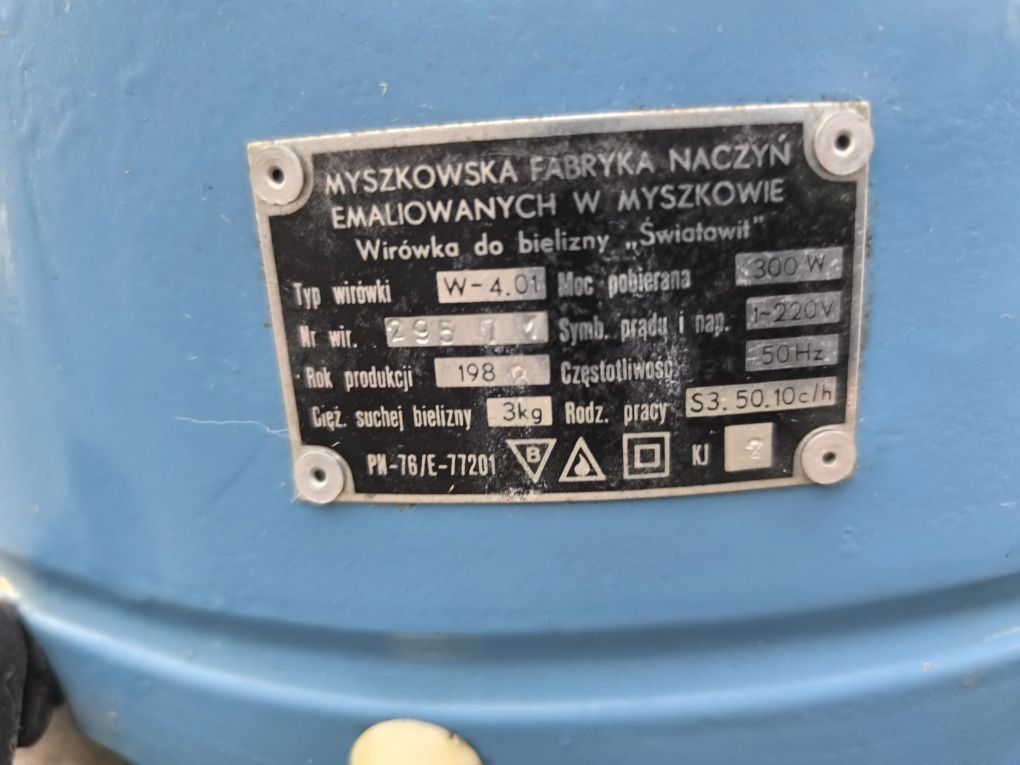 Pralka i wirówka Światowit Myszkowska Fabryka Naczyń Emaliowanych 1988