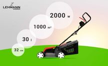 Нові з Польщі! Газонокосилка электрическая Lehmann 2000 газонокосарка
