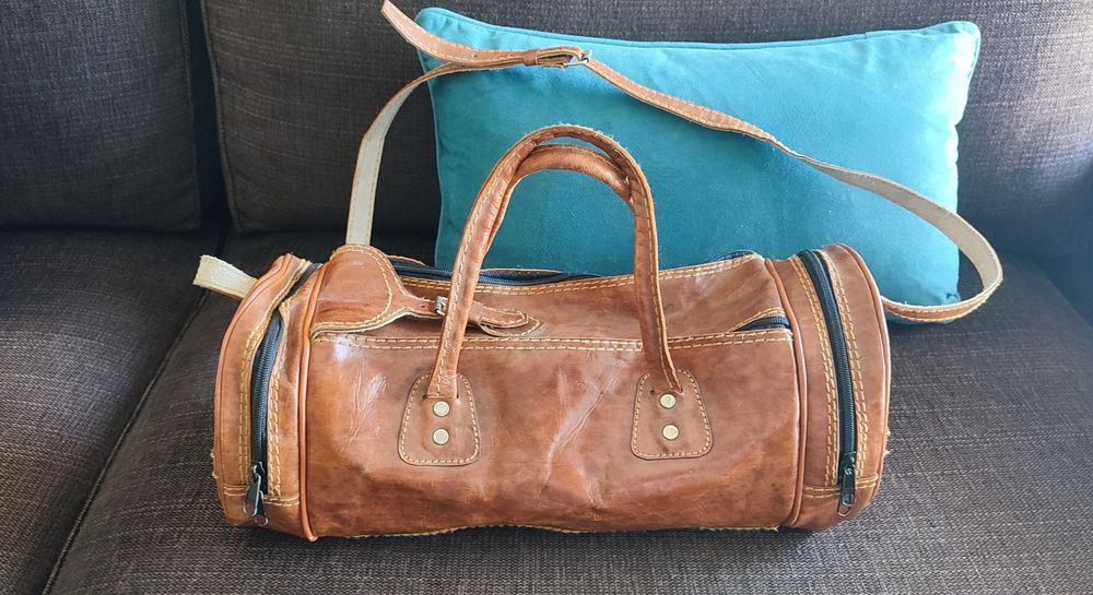 Saco de Desporto ou Viagem, em Couro, Pele Genuína