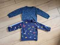 Bluza+sweter chłopięcy 86 12-18 dinozaury wzór niemowlęce 2szt