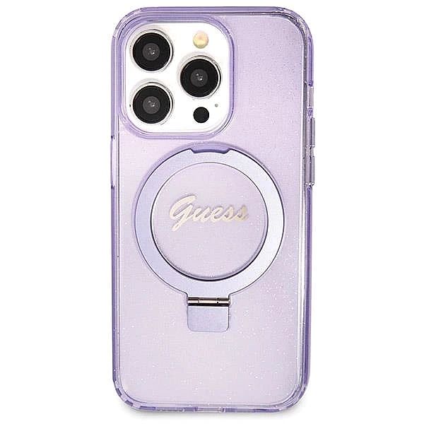 Etui Guess Ring Stand Script Glitter MagSafe na iPhone 14 Pro Max - fi