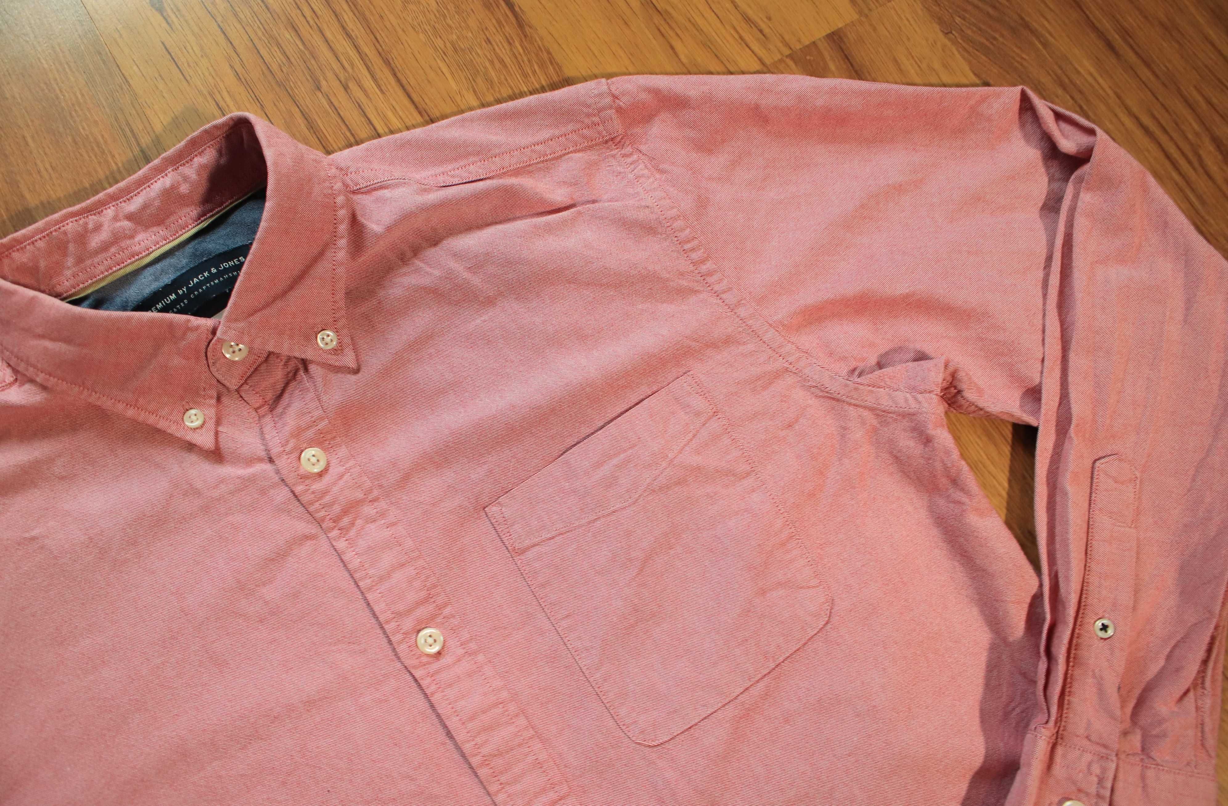 Koszula Jack and Jones r. L różowa dł. rękaw bawełniana męska