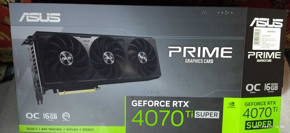 Asus PRIME GeForce RTX 4070 Ti SUPER OC 16384MB гарантия до 14.02.26г