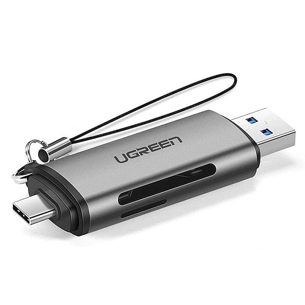 Ugreen czytnik kart SD / micro SD na USB 3.0 / USB Typ C 3.0 szary (50