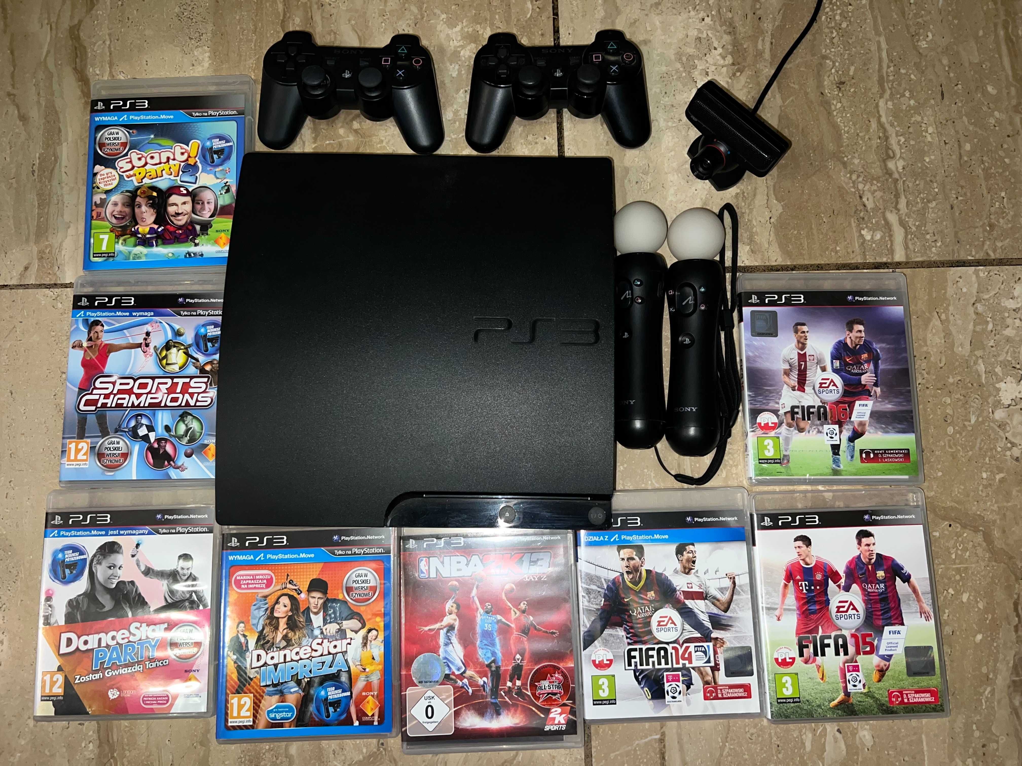 Konsola PlayStation 3 (2 pady + 8 gier) 2 move i kamera