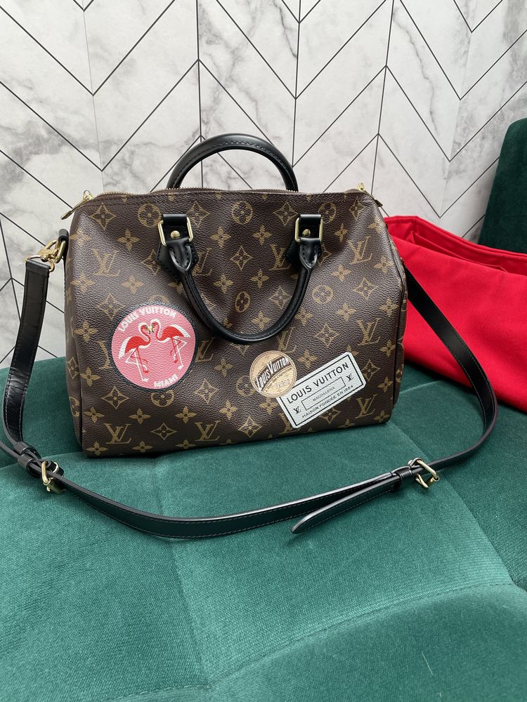 Louis Vuitton Speedy B 30 World Tour (rachunek, pudelka, worek)