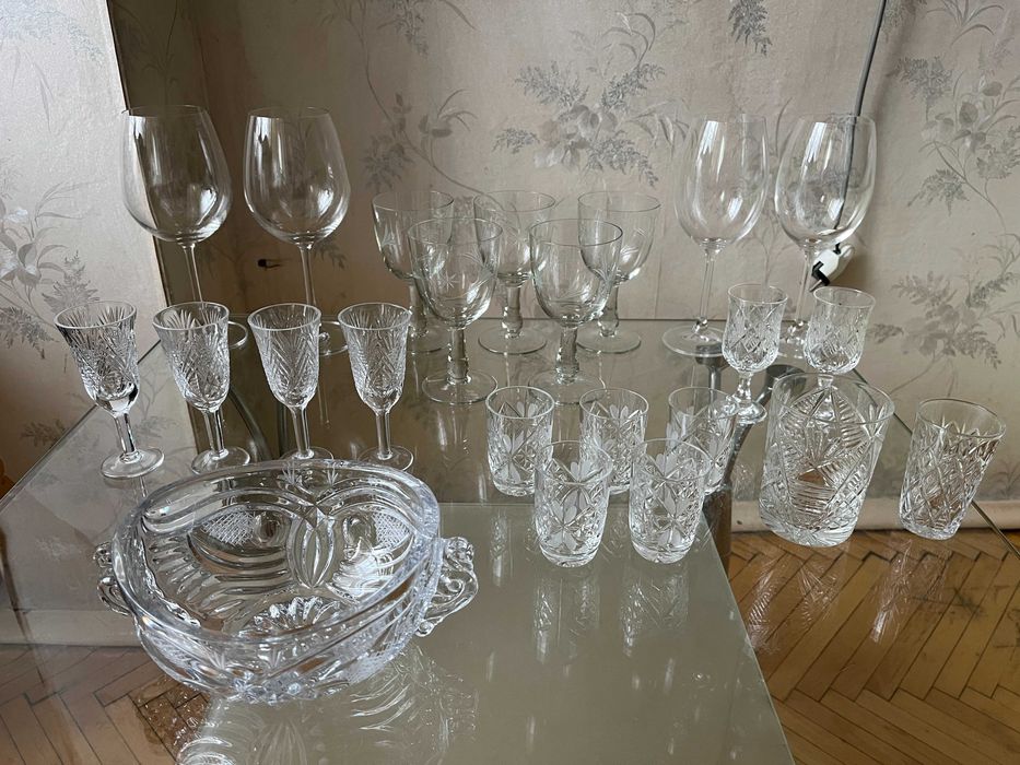 Хрустальные бокалы, рюмки, салатники СССР.