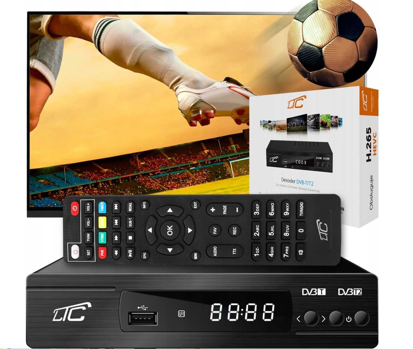 Dekoder tuner tv telewizji naziemnej DVB-T2 i DVB-C H.265 full hd