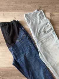 2 x spodnie ciążowe skinny jeansowe granatowe jasne H&M mama 40 L