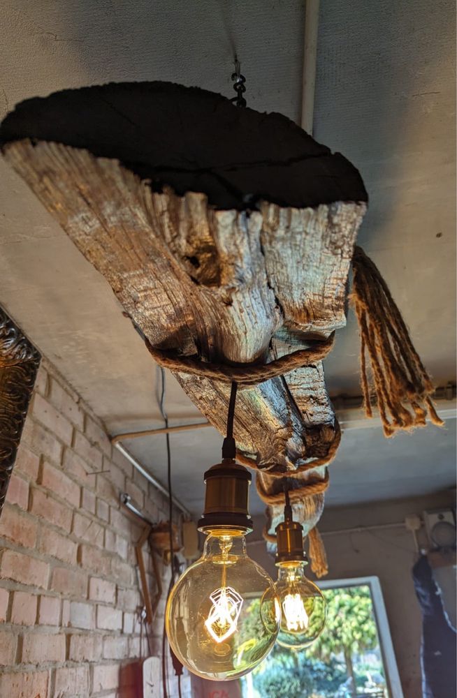 Lampa wisząca sufitowa drewniana ręcznie robiona handmade