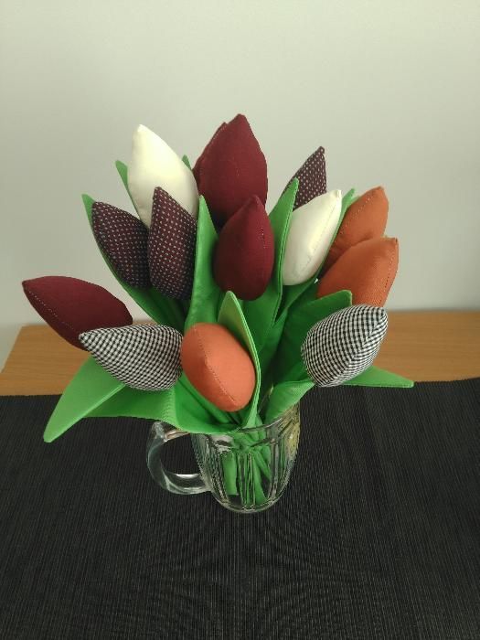 Tulipany Kwiaty z materiału szyte!
