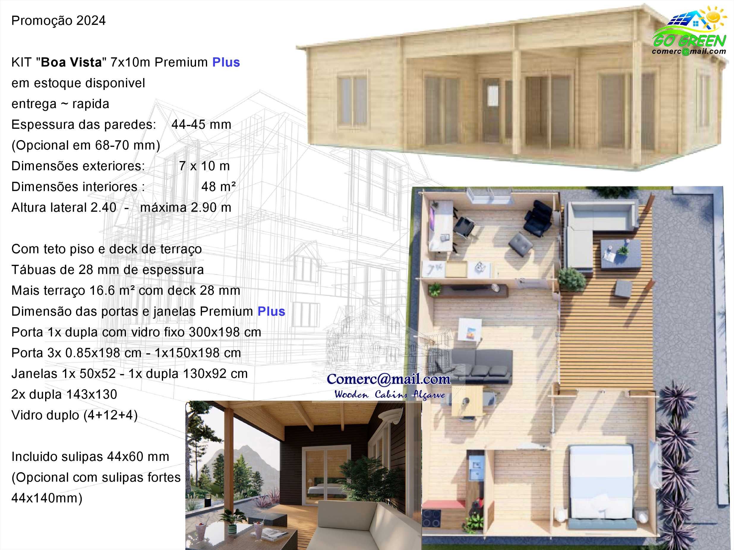 Casa madeira 2024 Arica - BOA VISTA 7x10m - 44/68 mm 63.9 m² T2