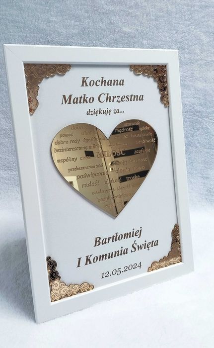 Ramka, podziękowanie dla chrzestnych, dziadków, I Komunia Święta