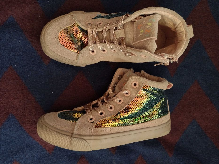 Cool club buty zamszowe r. 31 cekiny   pudrowy róż suwak