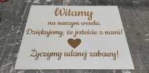 Tabliczka Witamy na naszym weselu ślub biała 20x30