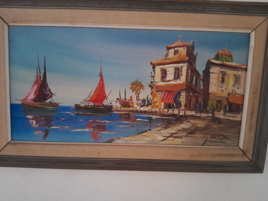 Quadro a oleo barcos