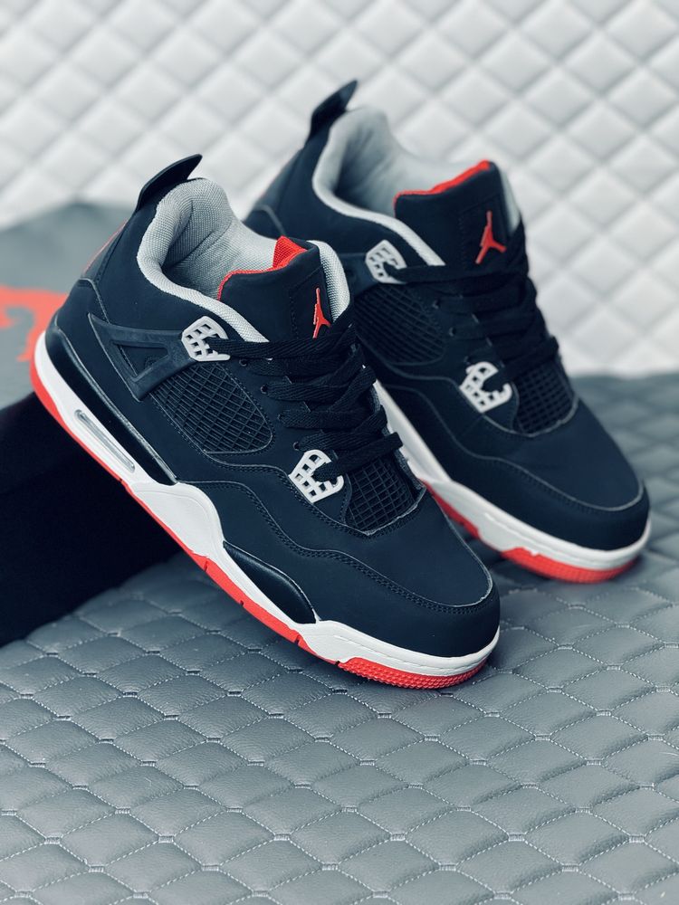 Кроссовки мужские Nike Retro Jordan 4 black red кросовки Найк Джордан