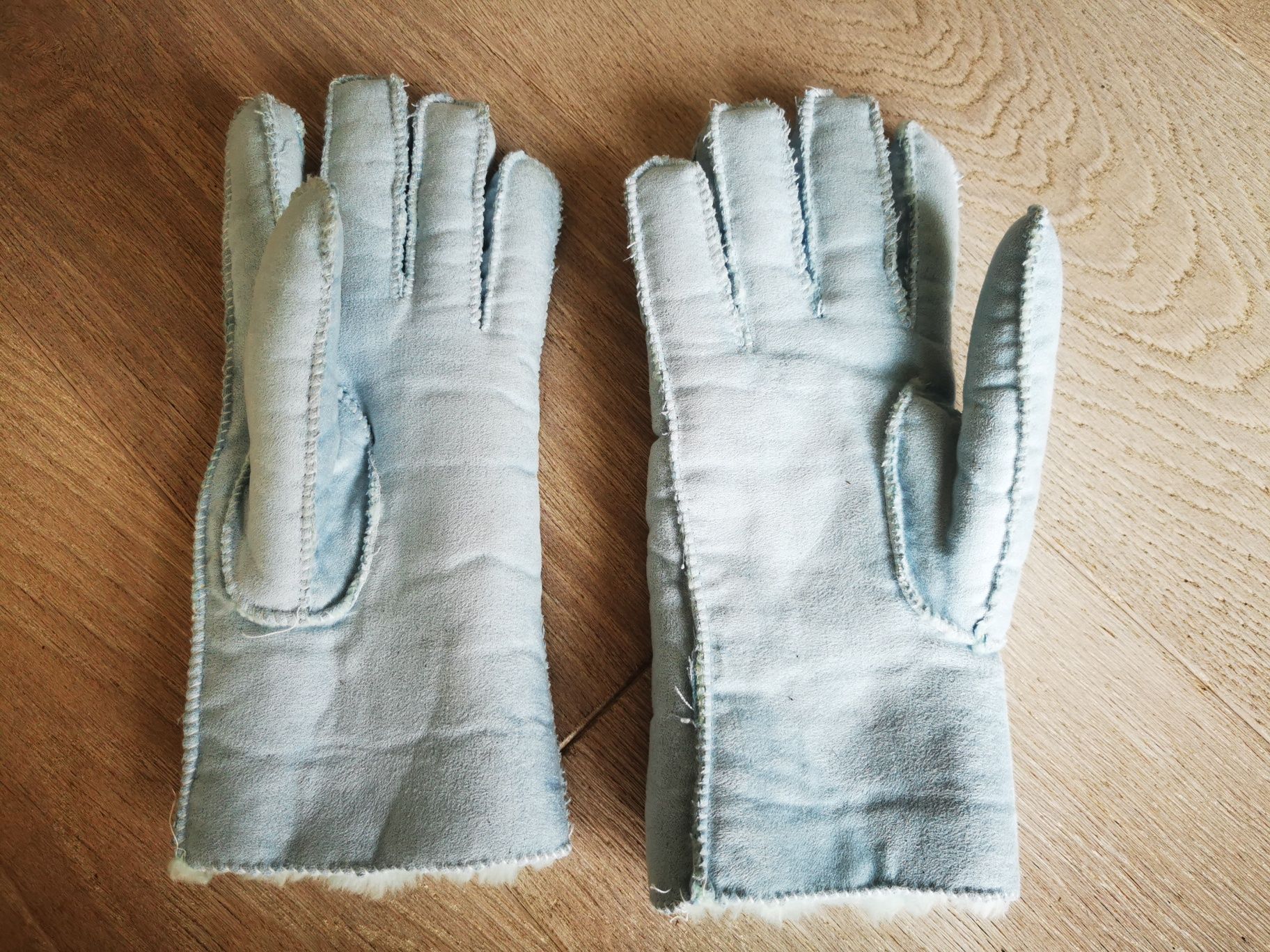 Rękawiczki puchatki błękitne z ociepleniem