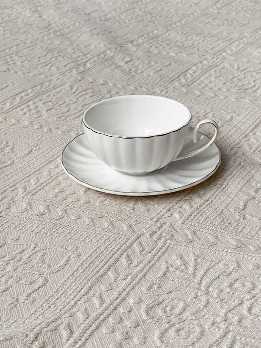 home&you filiżanka ze spodkiem Morelli porcelana biała 180 ml