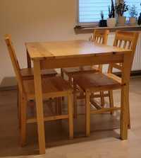 Stół drewniany z 4 krzesłami – Sosna, Jysk