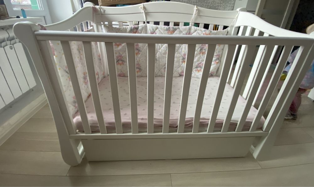 Дитяче ліжечко ліжко біле Верес ЛД18