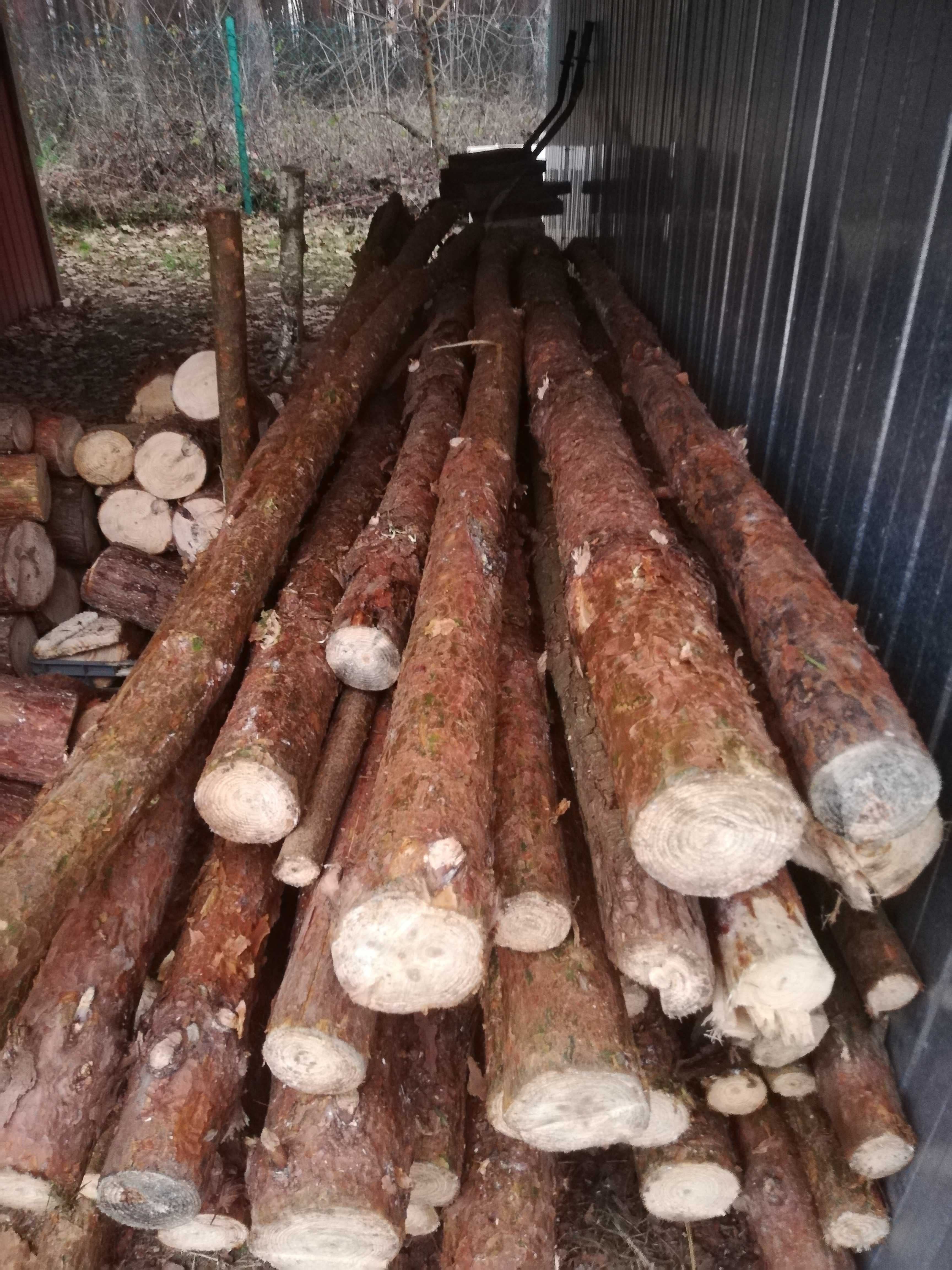 Nowe Stemple drewniane sosnowe 3m drewno opałowe opał sosna