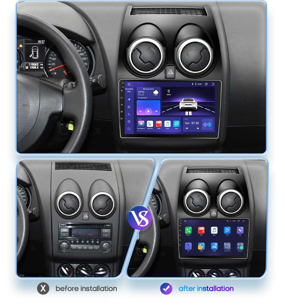 Radio Android  12 Nissan Qashqai 1 J10 2006/2013 Carplay WiFi Navi BT