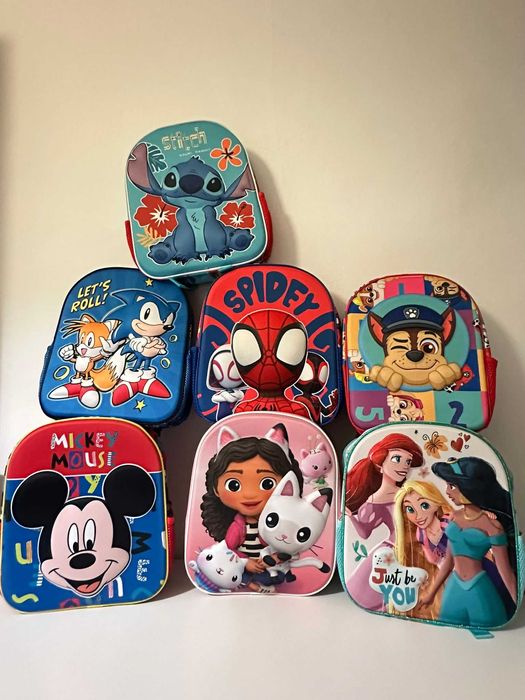 Mochilas Novas Pré Escolar- Patrulha Pata/Spidey/Sonic/Stitch/Gabby...