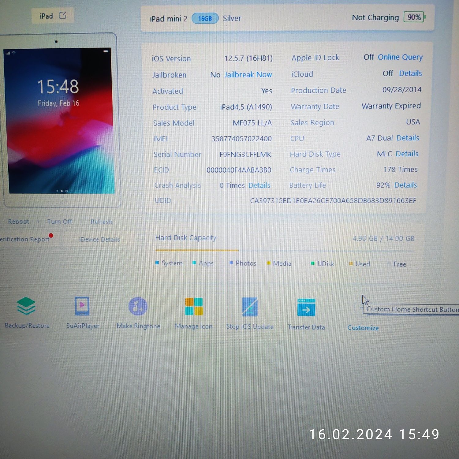 Apple iPad mini 2 16 GB Wi-fi+LTE