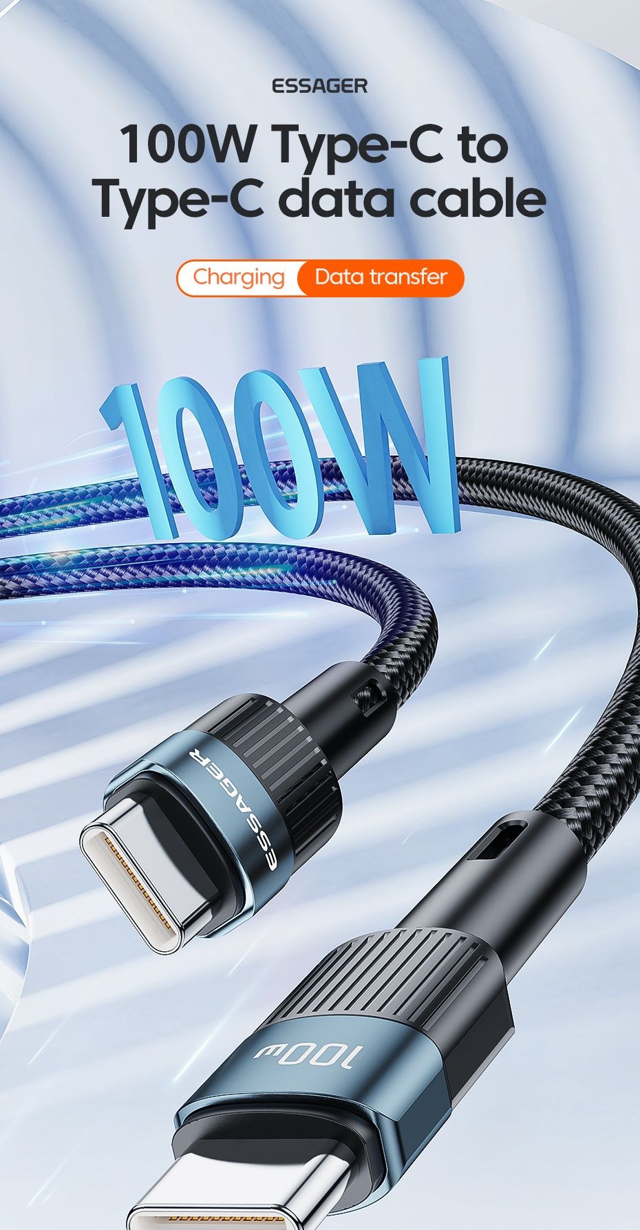 Kabel przewód USB C 100W 1m szybkiego ładowania Xiaomi Samsung MacBook