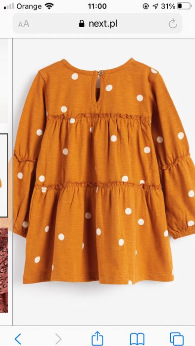 Tunika warstwowa NEXT 4-5 /110 cm aktualna kolekcja, rdzawa, kropki