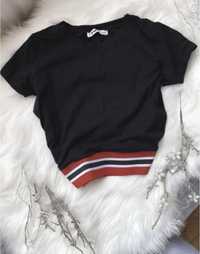 Білий та чорний кроп топ в рубчик H&M/чорна футболка