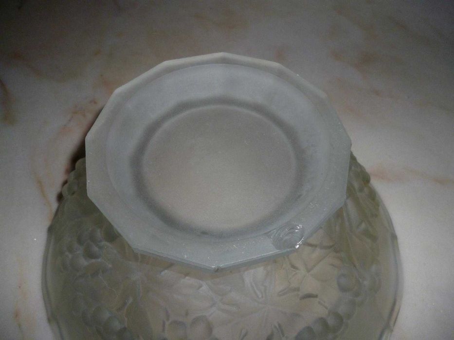 Taça ou fruteira de pé baixo e vidro fosco vintage 27x12cm