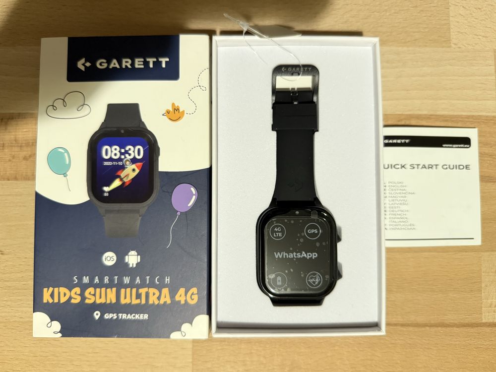 Smartwatch Garett Kids Sun Ultra 4G czarny - NOWY, z gwarancją