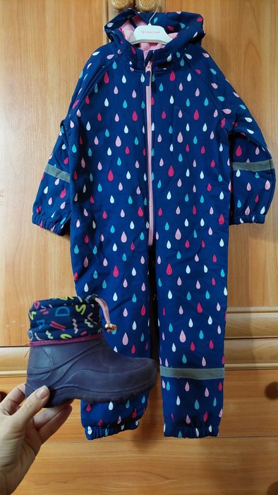 Дитячий осінній комбінезон на флісі з плащевкою від дощу 92-98 розмір